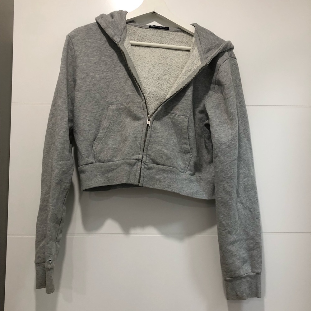 Brandy Melville Light Gray Zip Up Sweater